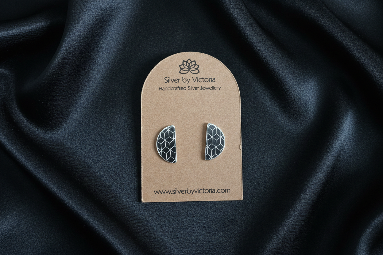 Semi Circle Textured Stud Earrings