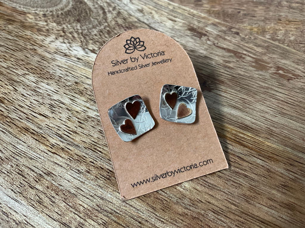 Square Heart Stud Earrings