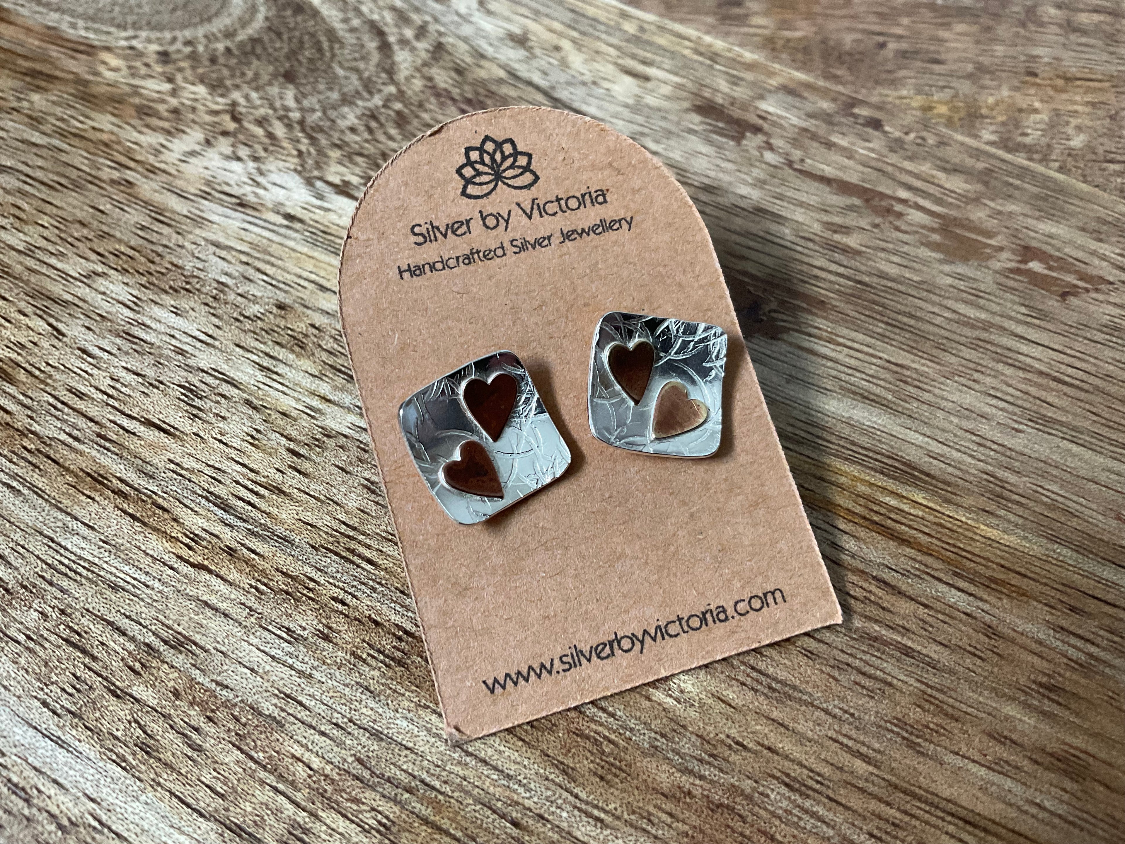 Square Heart Stud Earrings