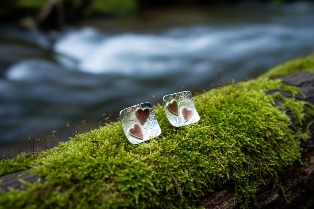 Square Heart Stud Earrings