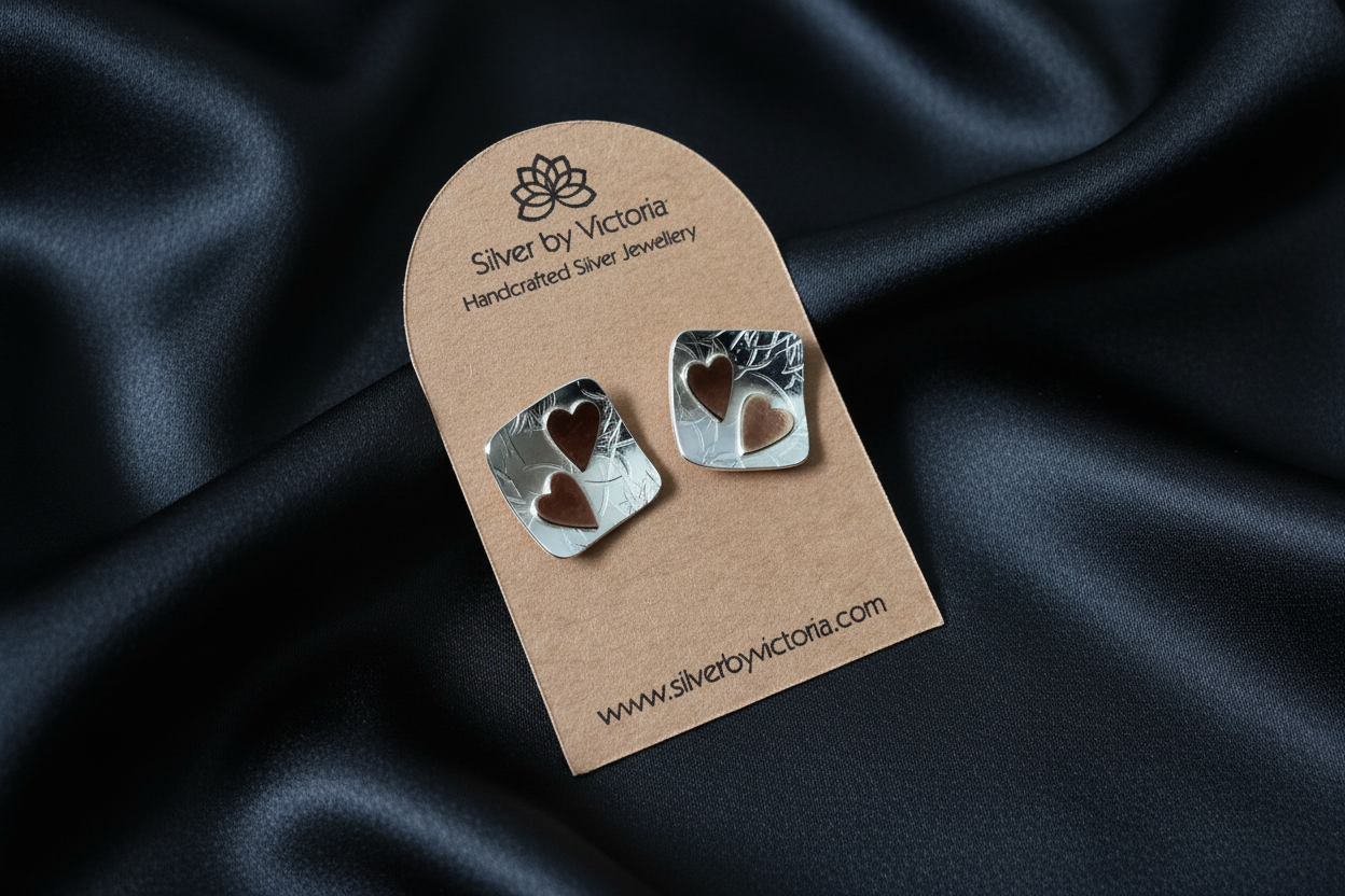 Square Heart Stud Earrings