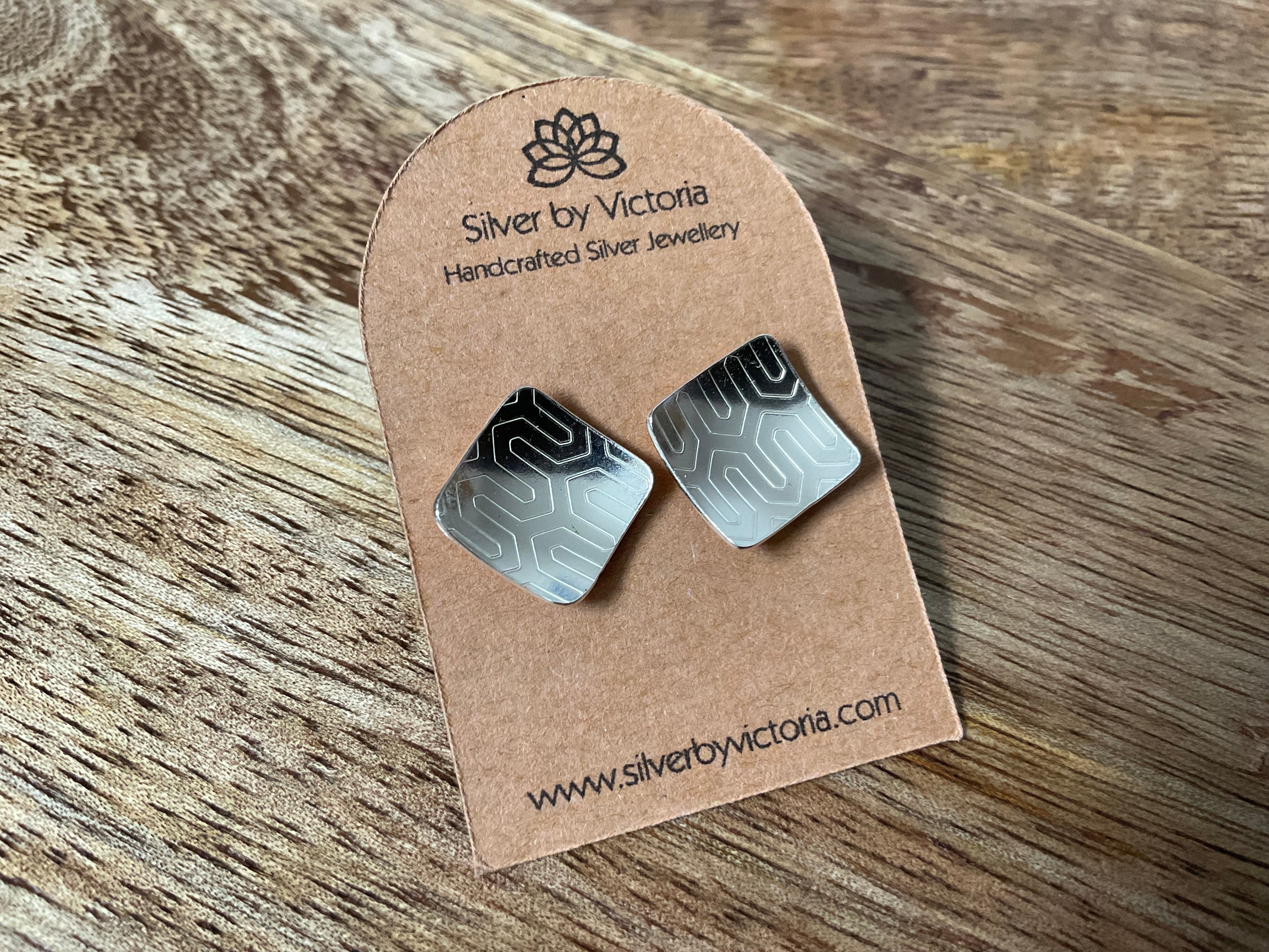 Square Etched Stud Earrings