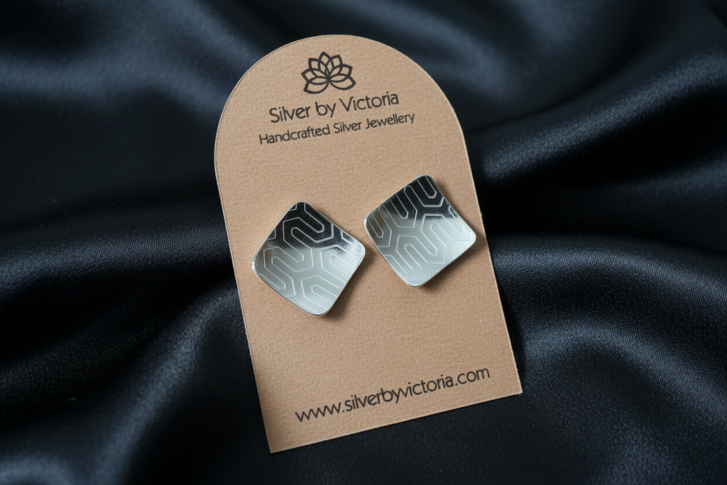 Square Etched Stud Earrings