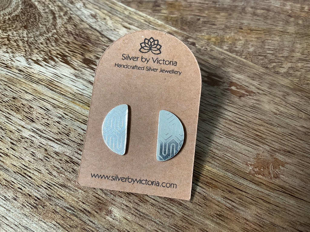 Semi Circle Textured Stud Earrings