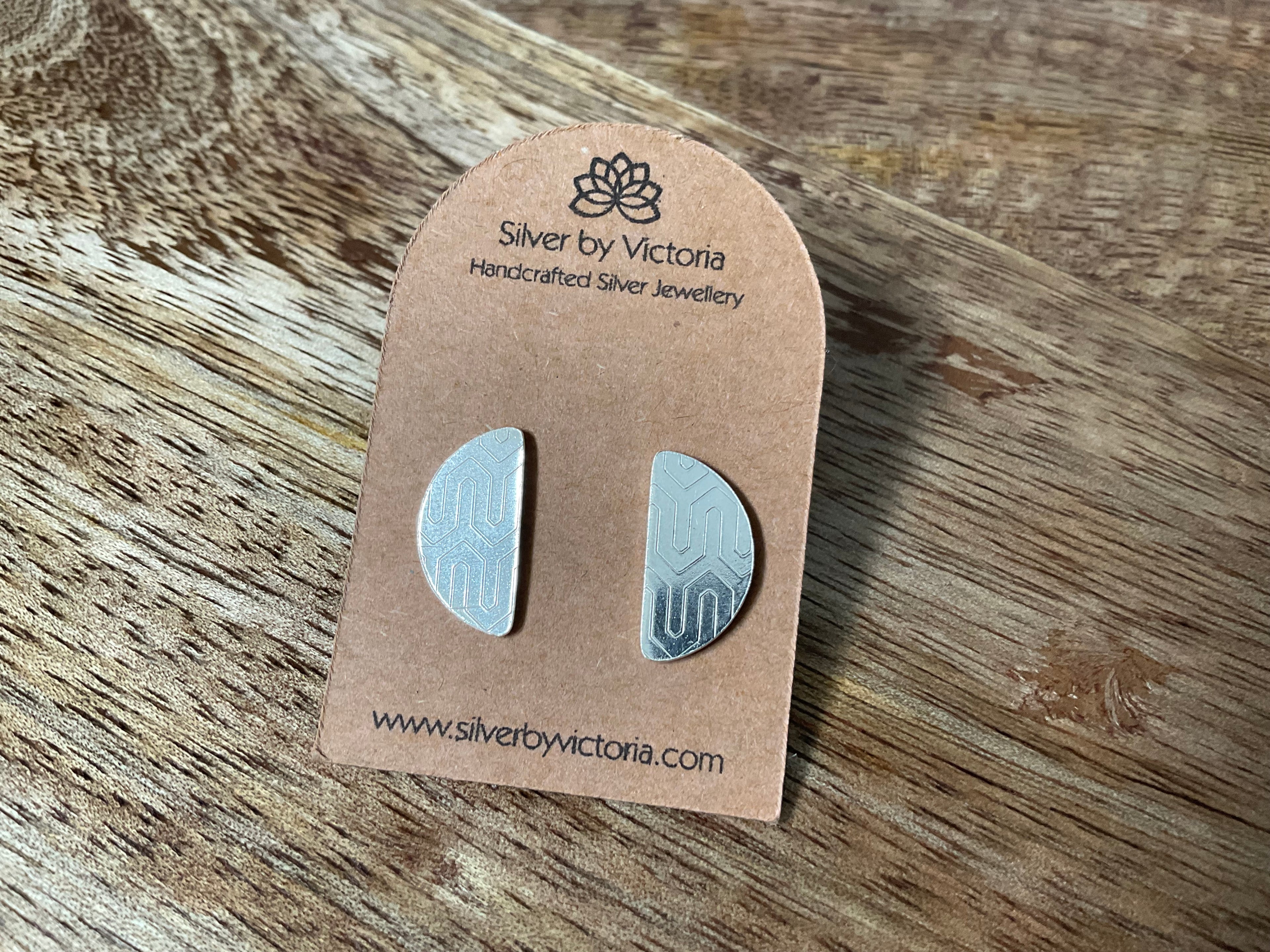 Semi Circle Textured Stud Earrings