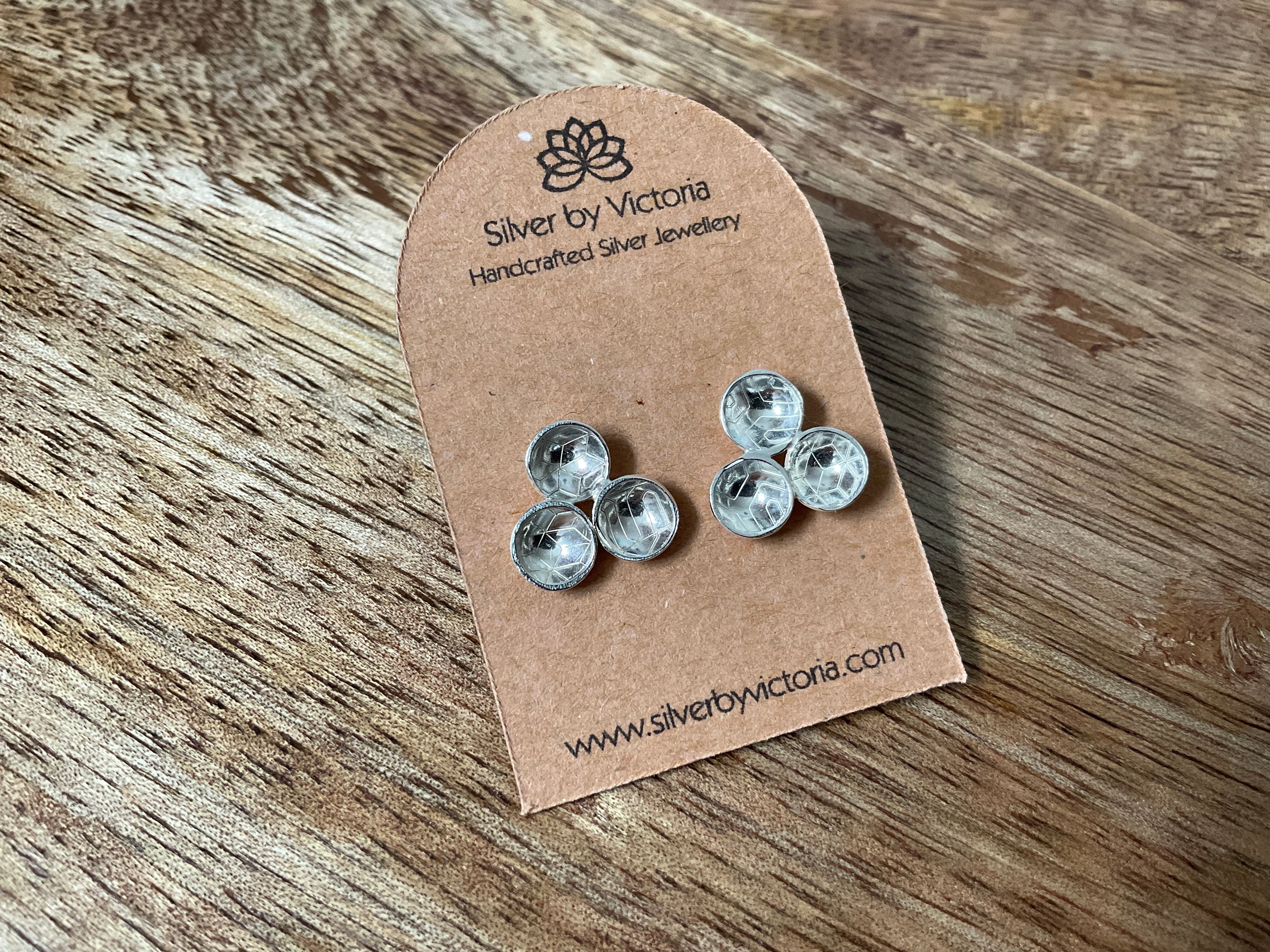 Trio Domed Stud Earrings