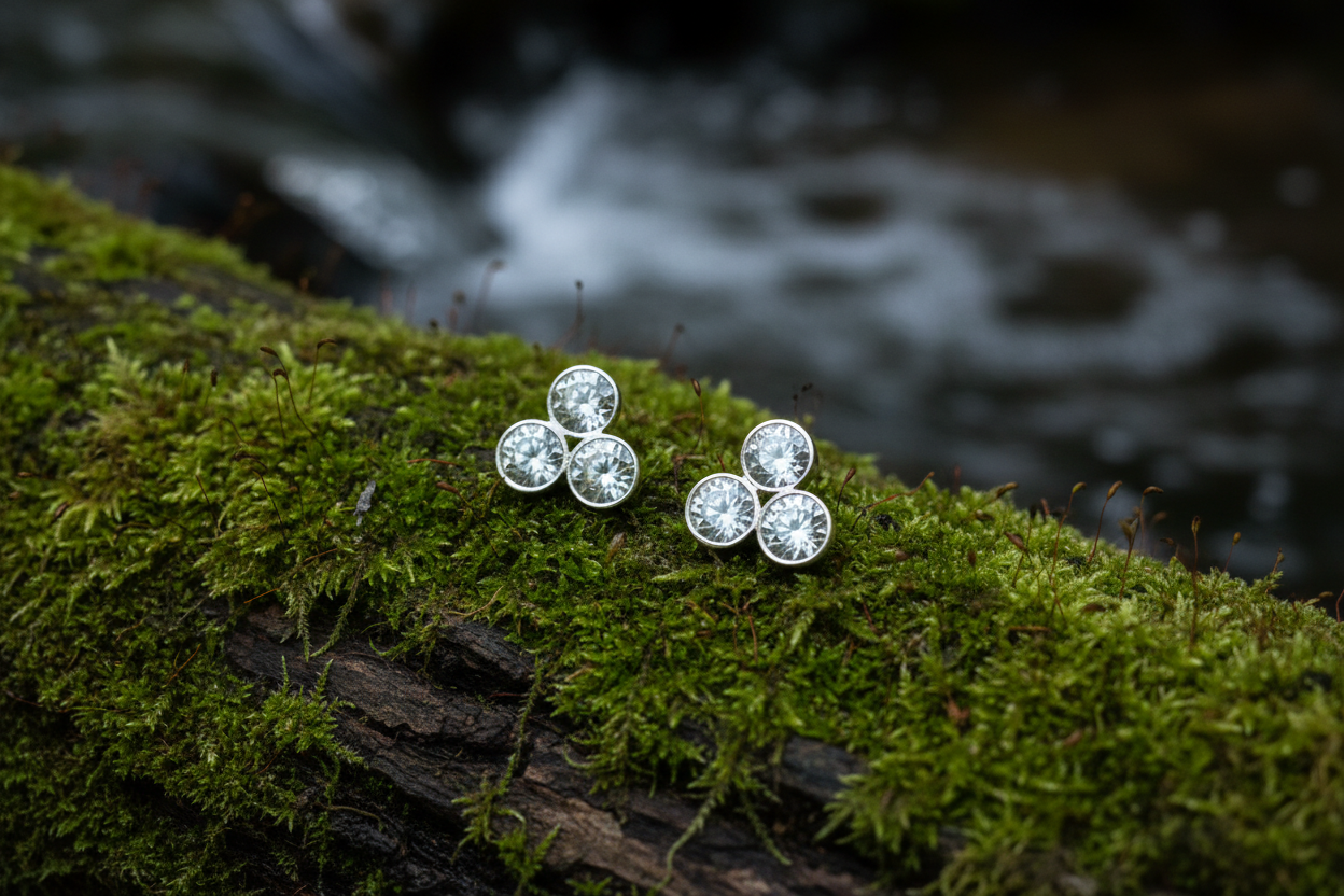 Trio Domed Stud Earrings