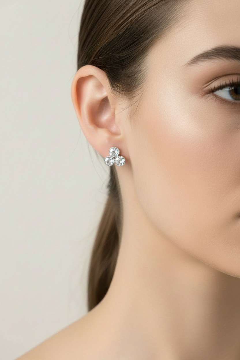 Trio Domed Stud Earrings