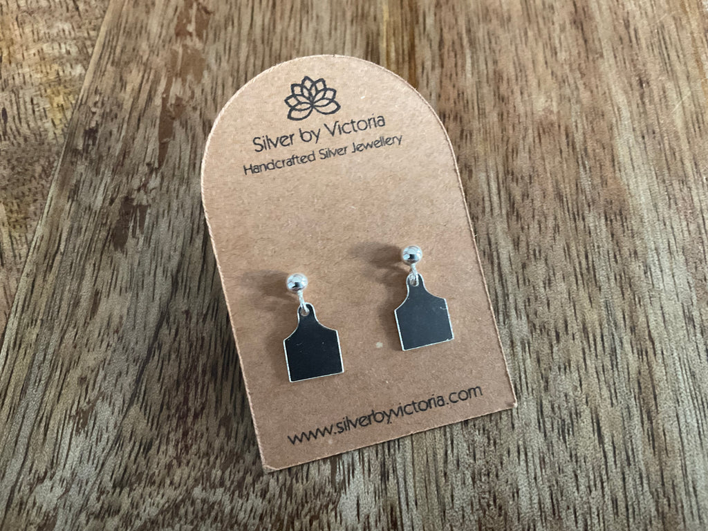 Cow Tag Stud Dangle Earrings