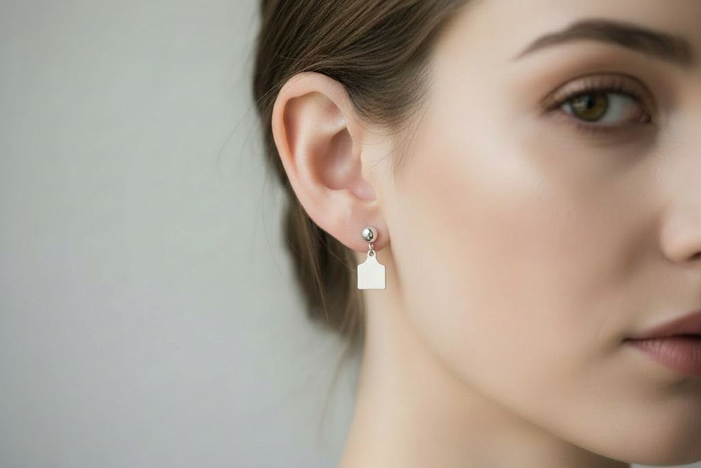 Cow Tag Stud Dangle Earrings