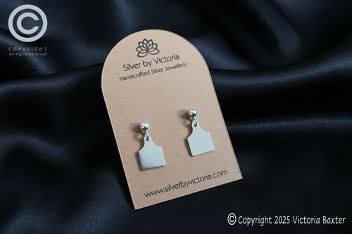 Cow Tag Stud Dangle Earrings
