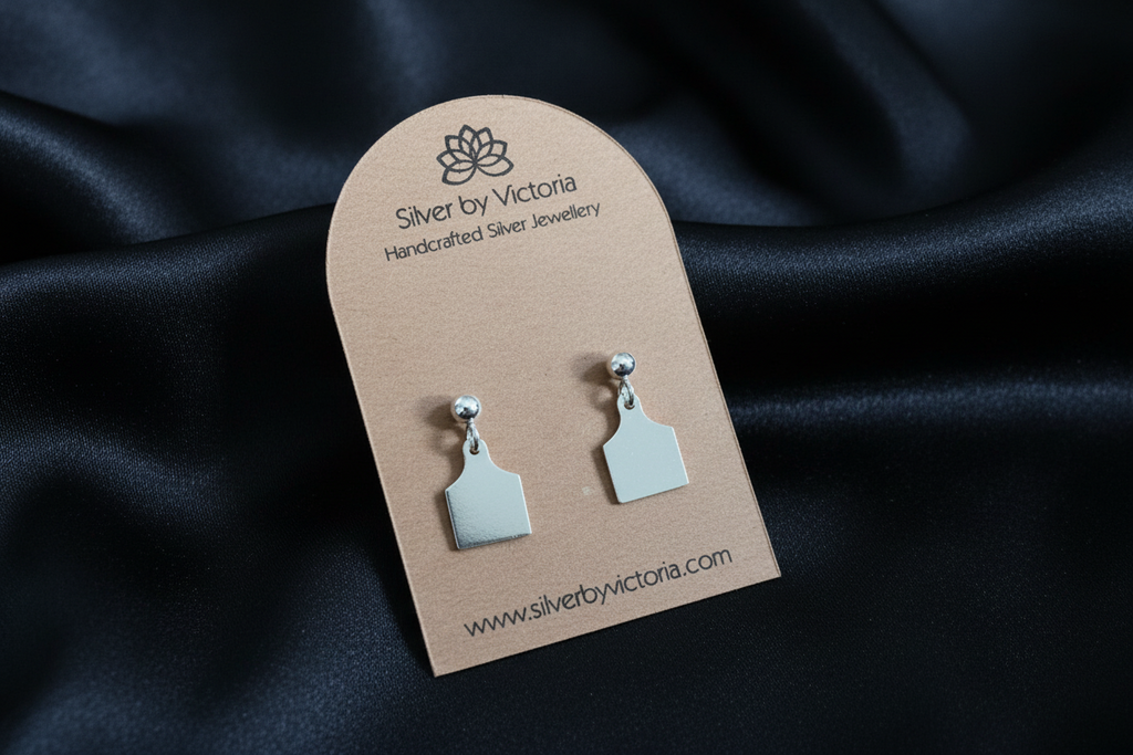 Cow Tag Stud Dangle Earrings