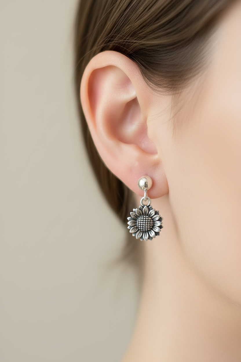 Sunflower Stud Dangle Earrings