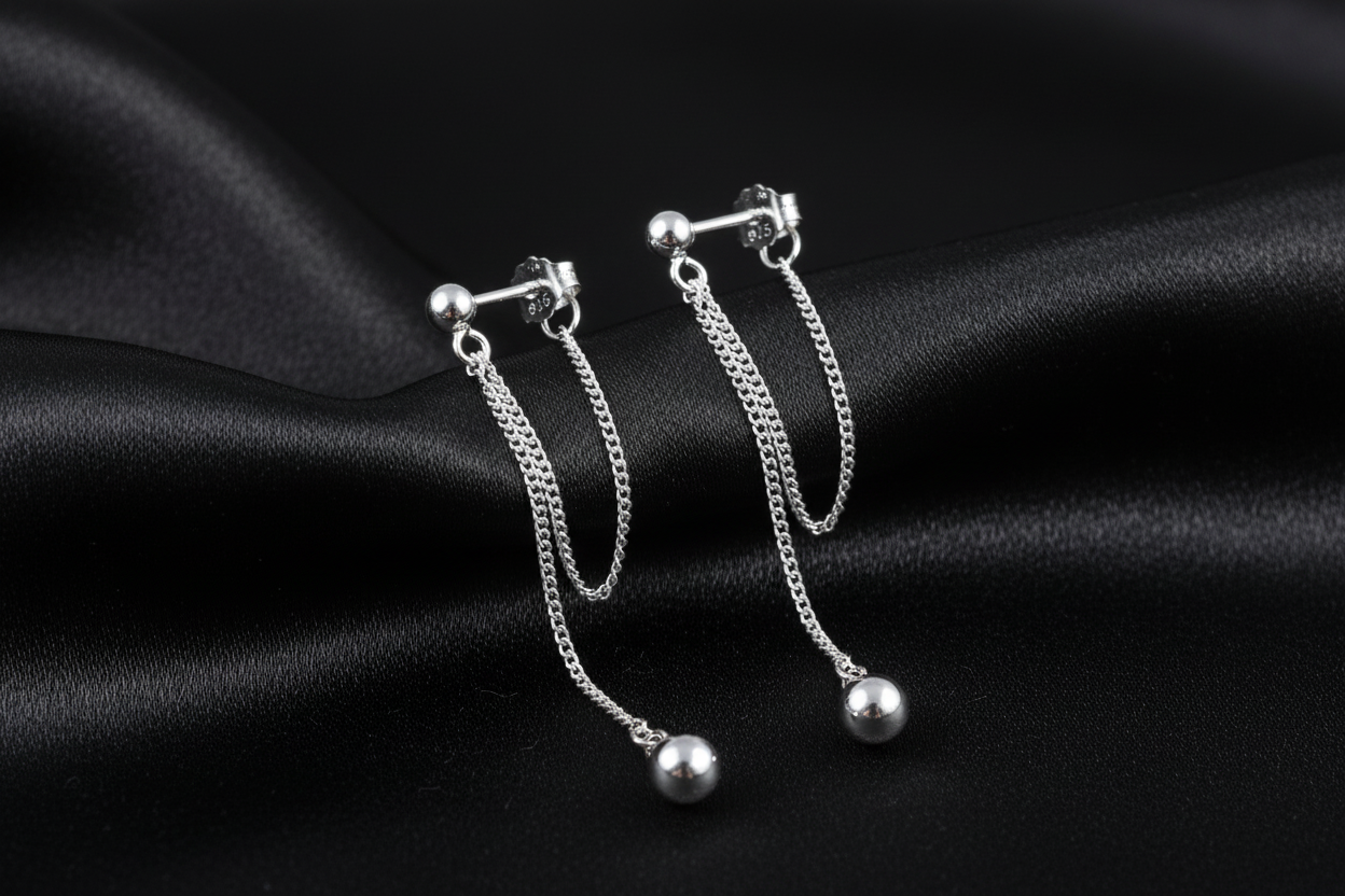 Ball & Chain Stud Earrings