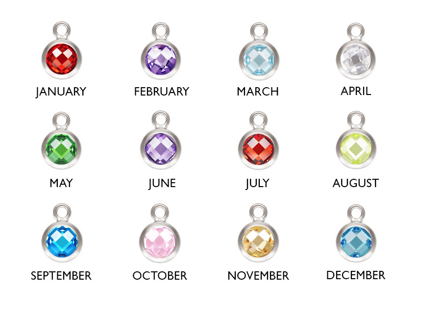 Initial Birthstone Charm Necklace