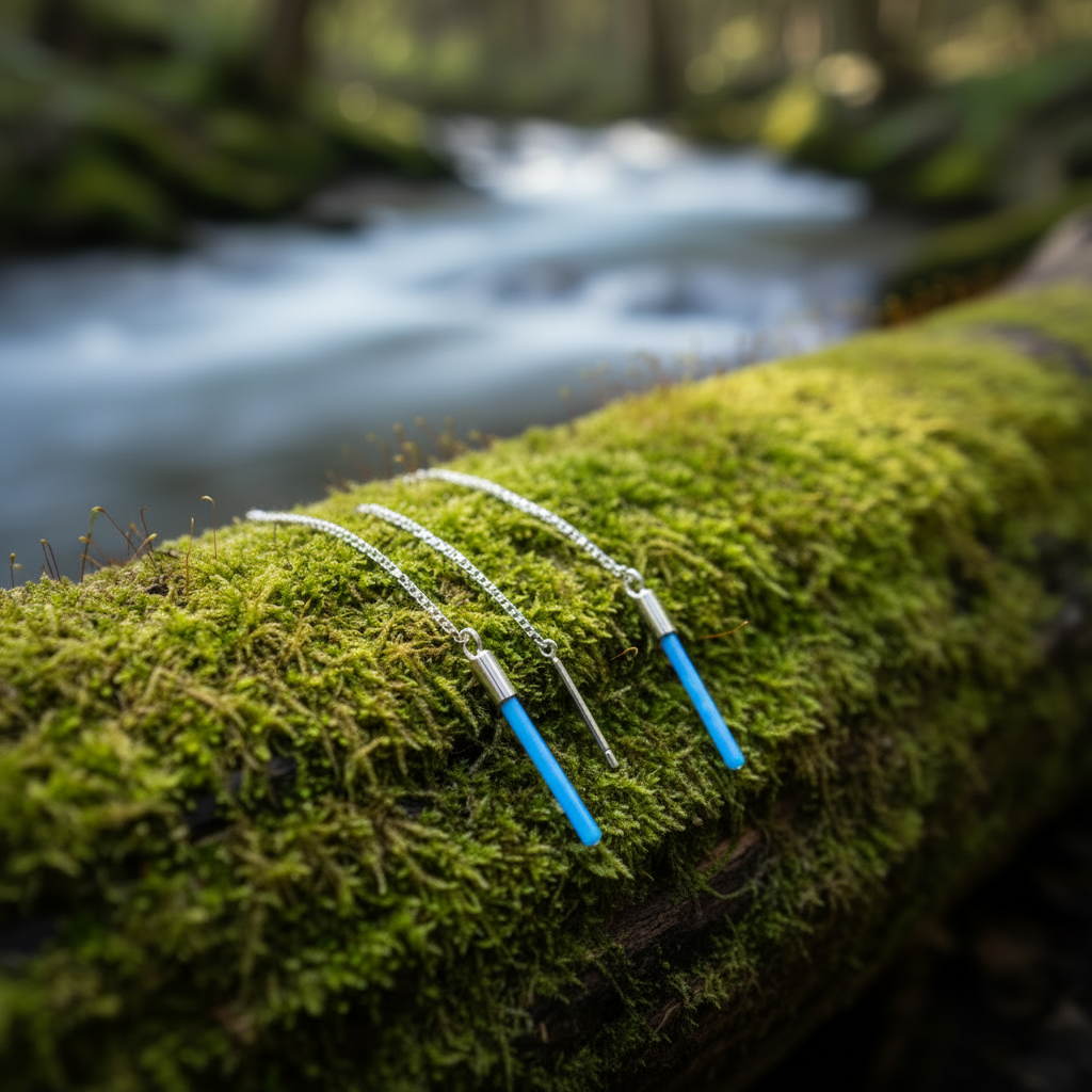 Blue Opal Threader Earrings