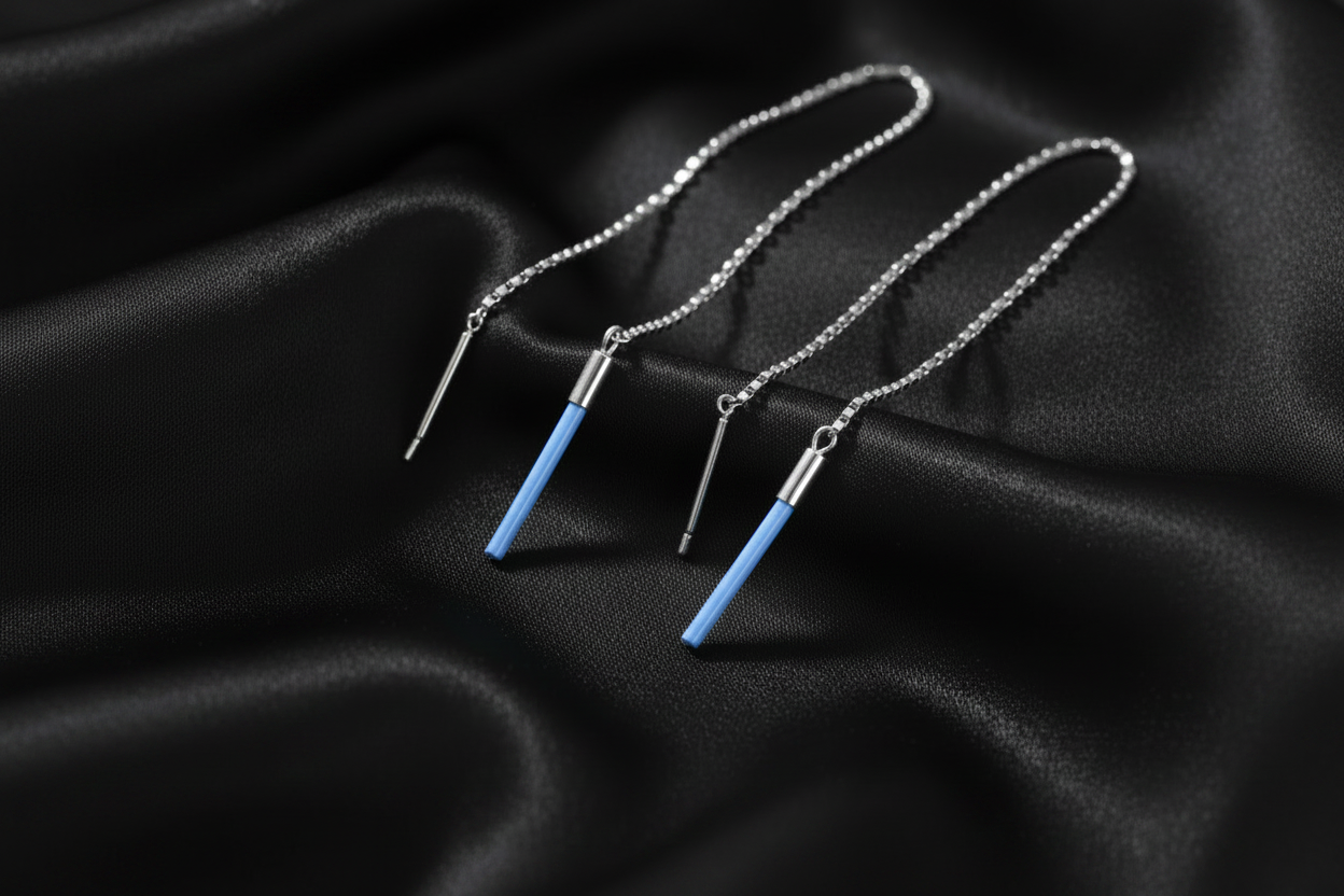 Blue Opal Threader Earrings