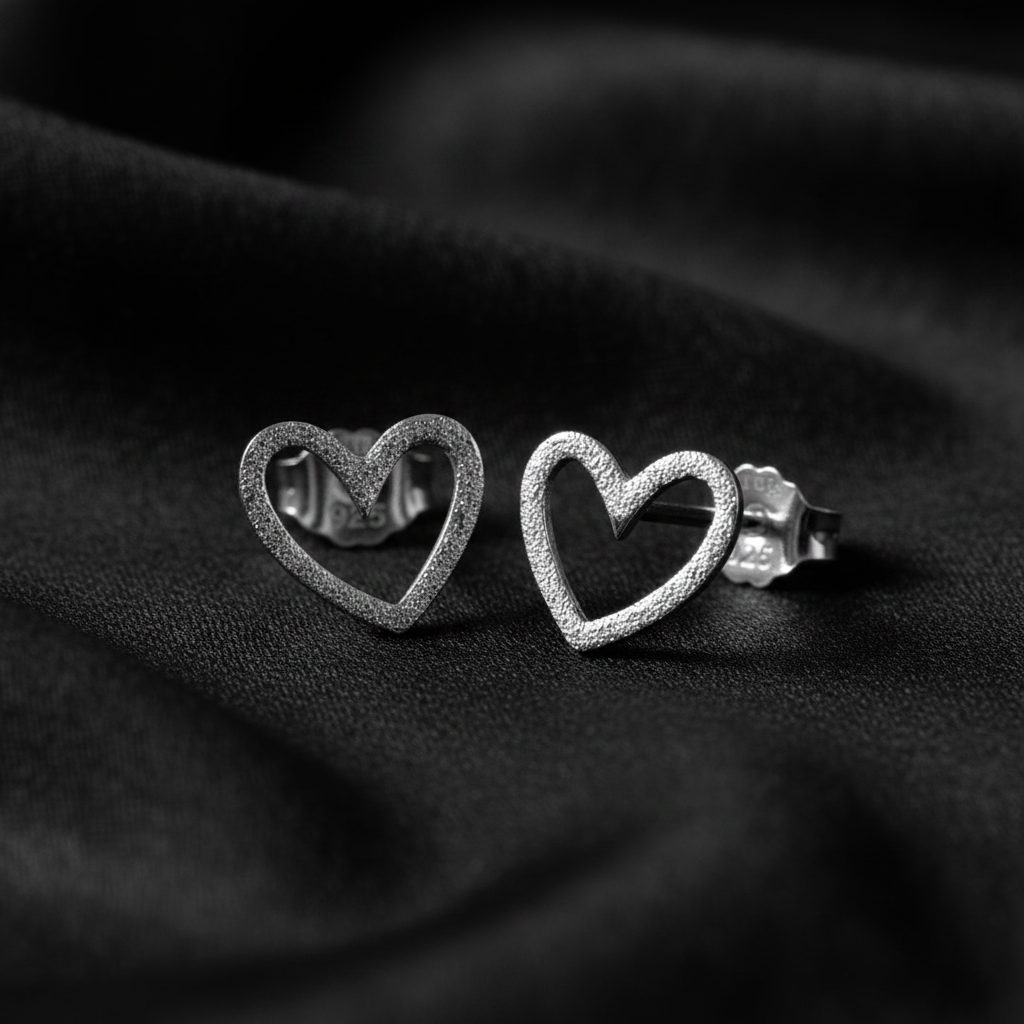 Textured Heart Stud Earrings