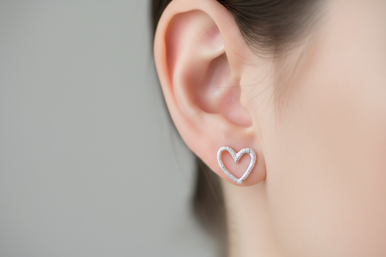 Textured Heart Stud Earrings