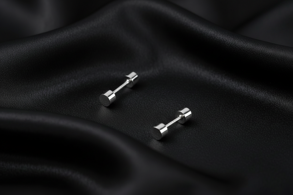 Dumbell Screw Back Stud Earrings