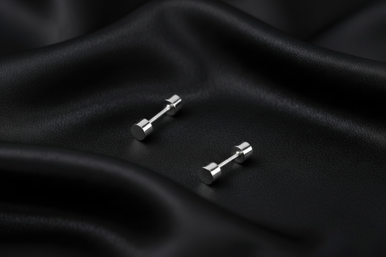 Dumbell Screw Back Stud Earrings