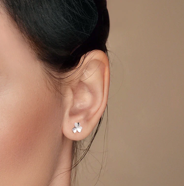 Four Leaf Clover Screw Back Stud Earrings