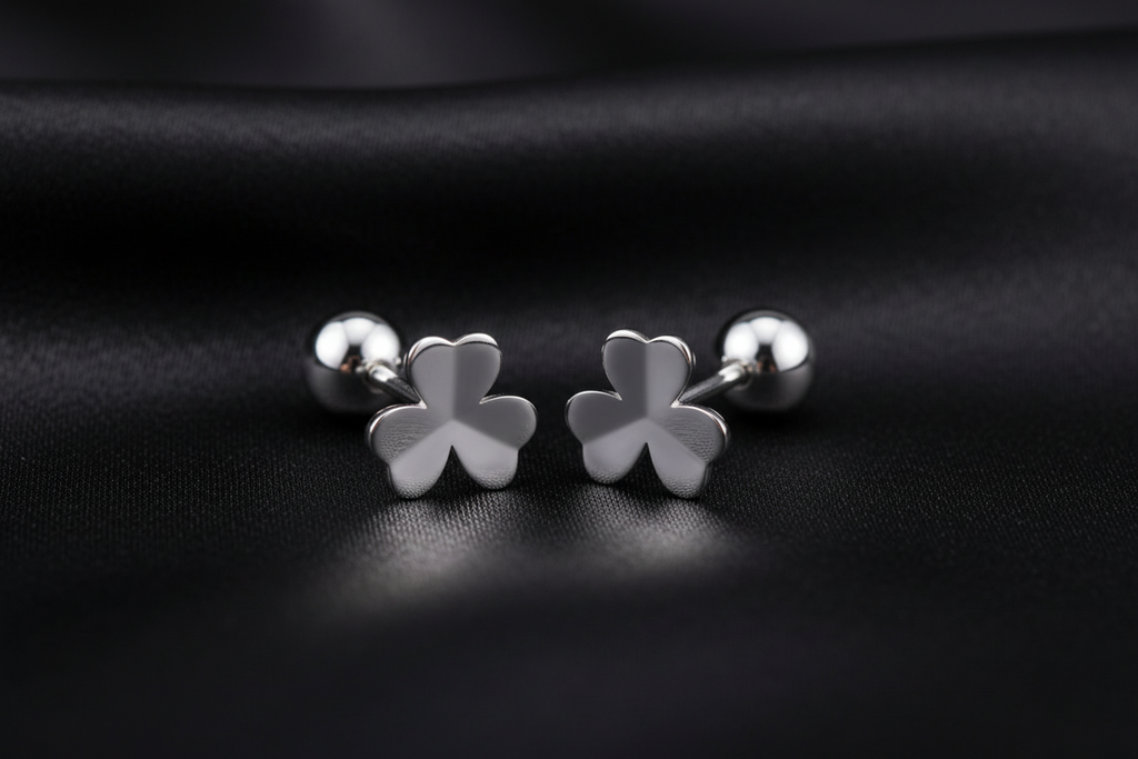 Four Leaf Clover Screw Back Stud Earrings