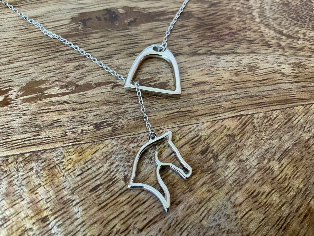 Stirrup & Horse Head Lariat Necklace