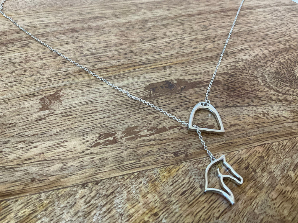 Stirrup & Horse Head Lariat Necklace