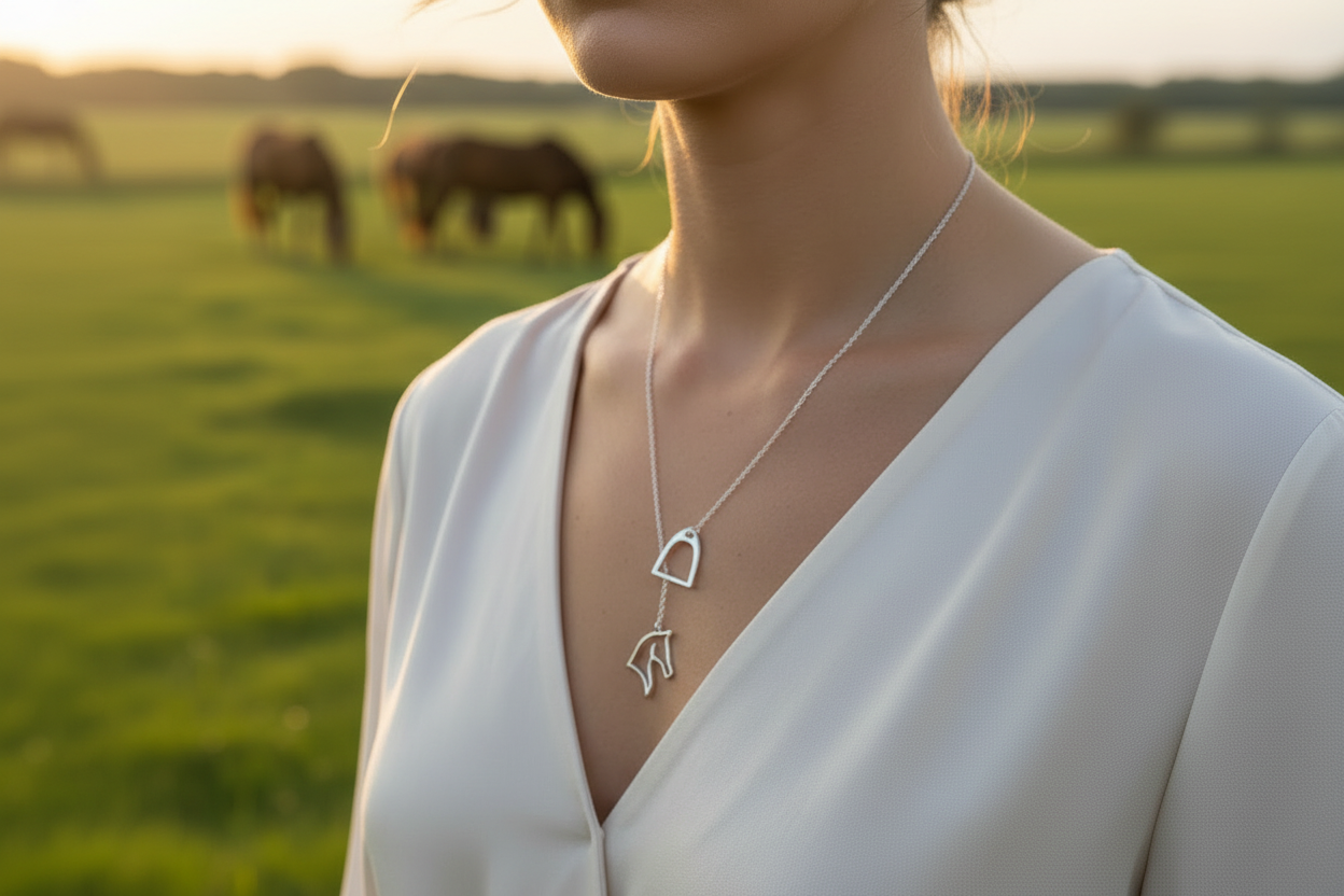 Stirrup & Horse Head Lariat Necklace