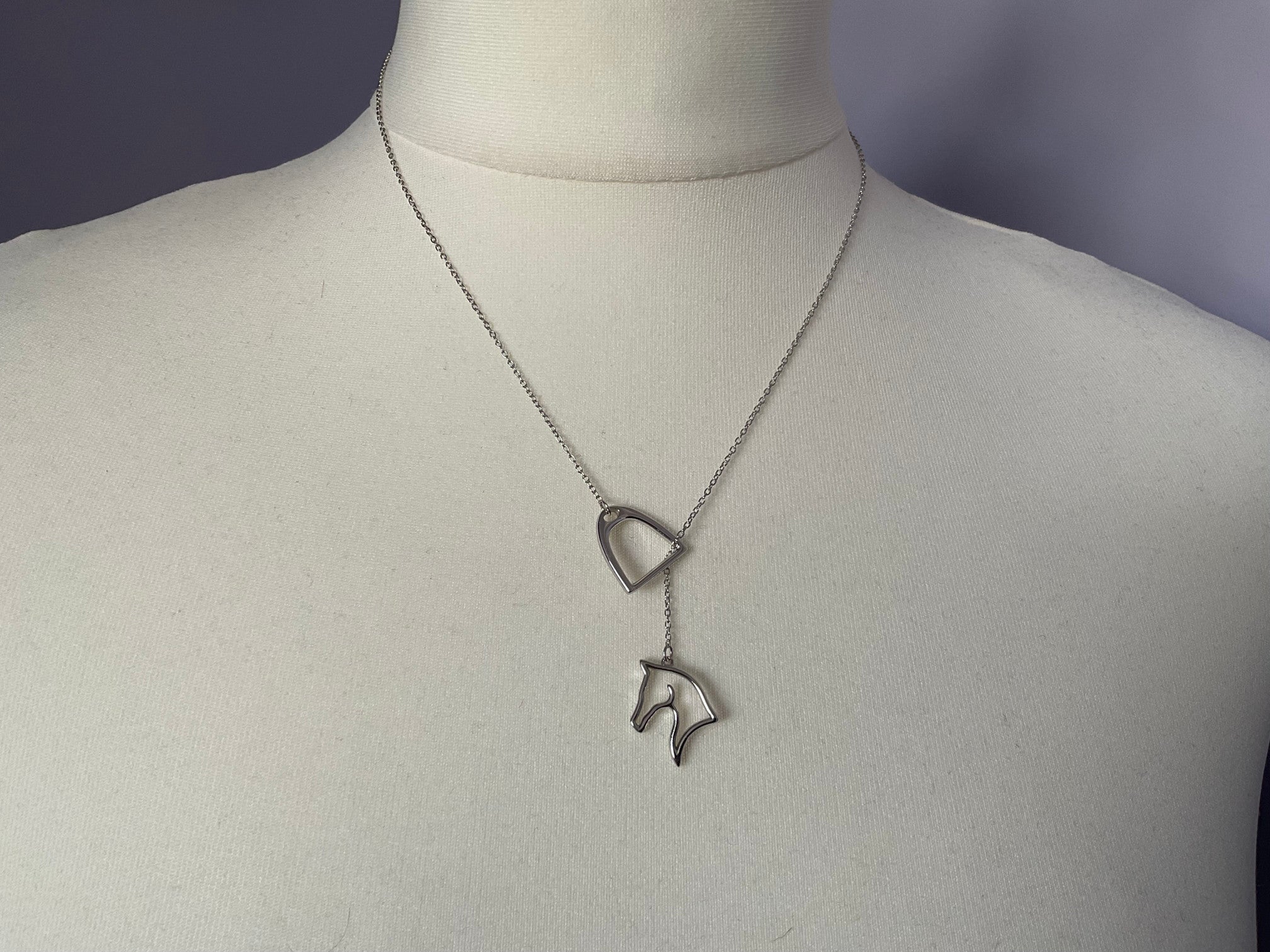 Stirrup & Horse Head Lariat Necklace
