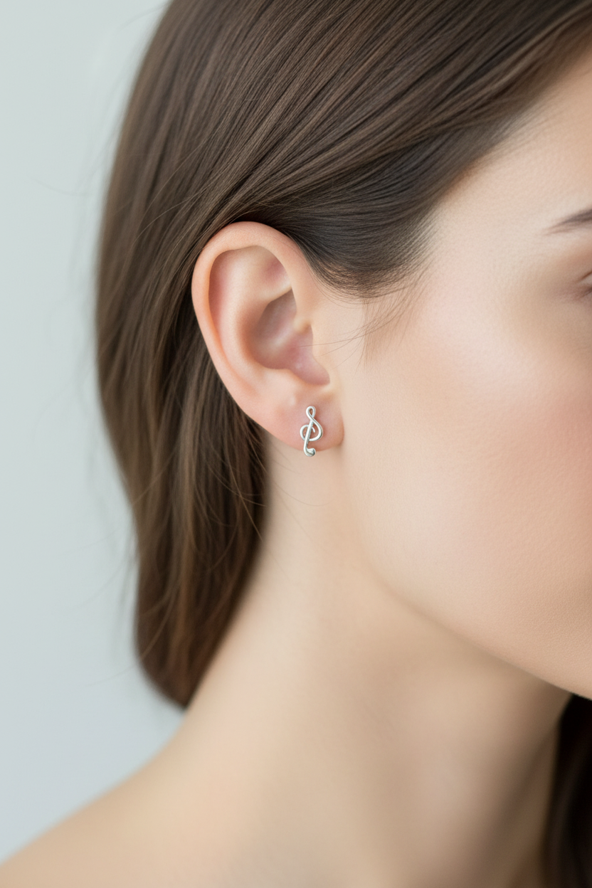 Treble Clef Stud Earrings