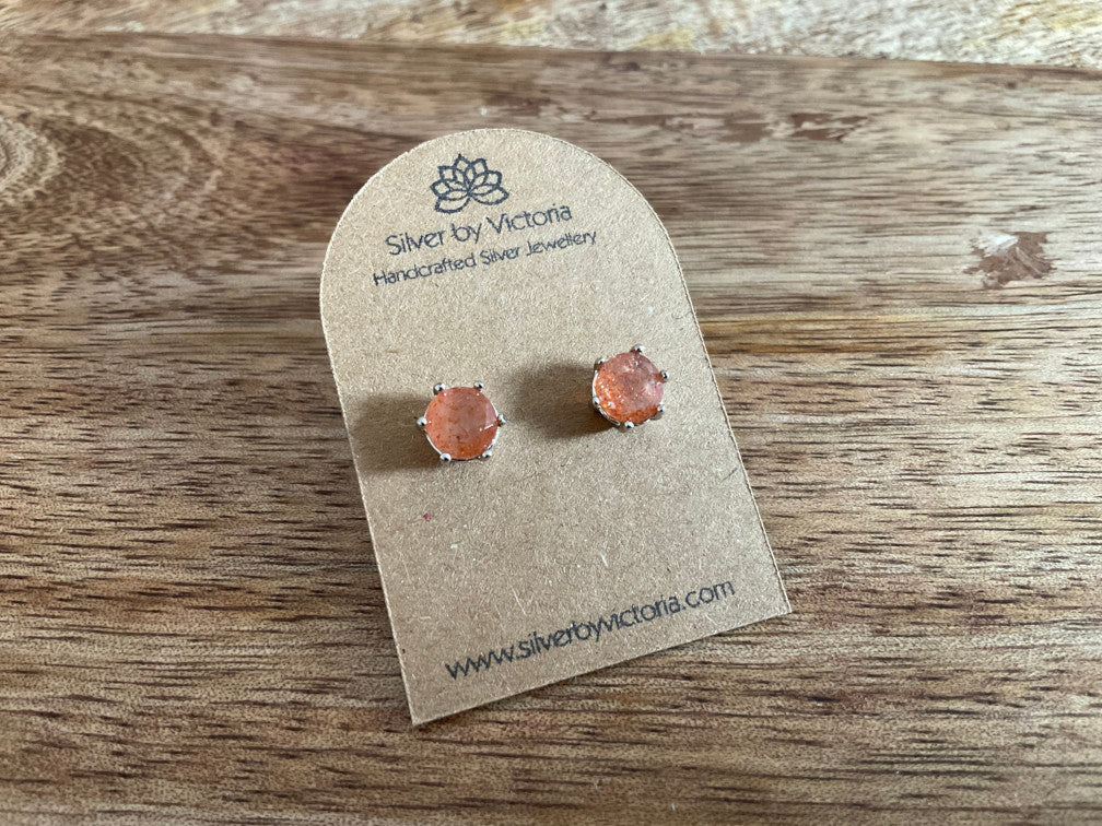 Sunstone Gemstone Stud Earrings