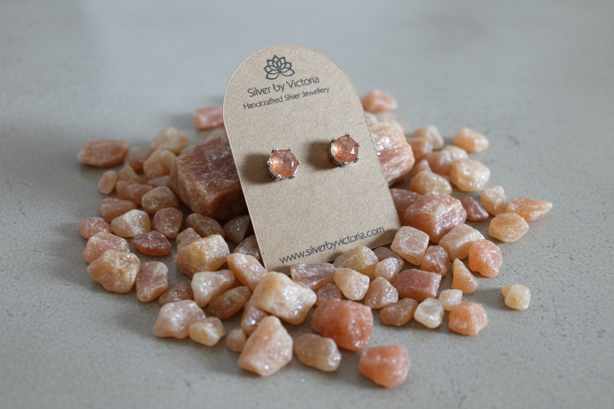 Sunstone Gemstone Stud Earrings