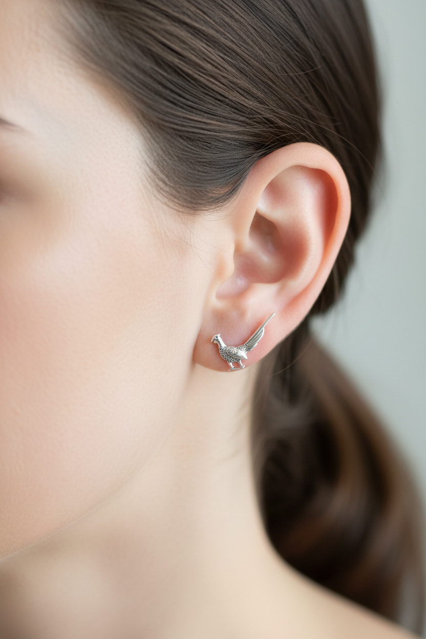 Pheasant Stud Earrings