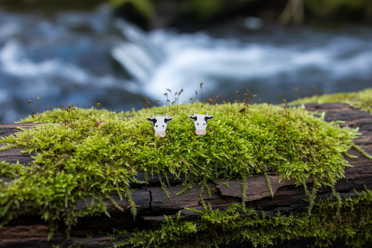Friesian Cow Stud Earrings