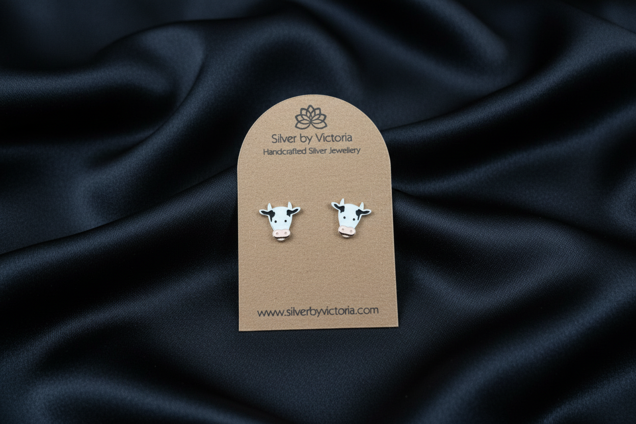 Friesian Cow Stud Earrings