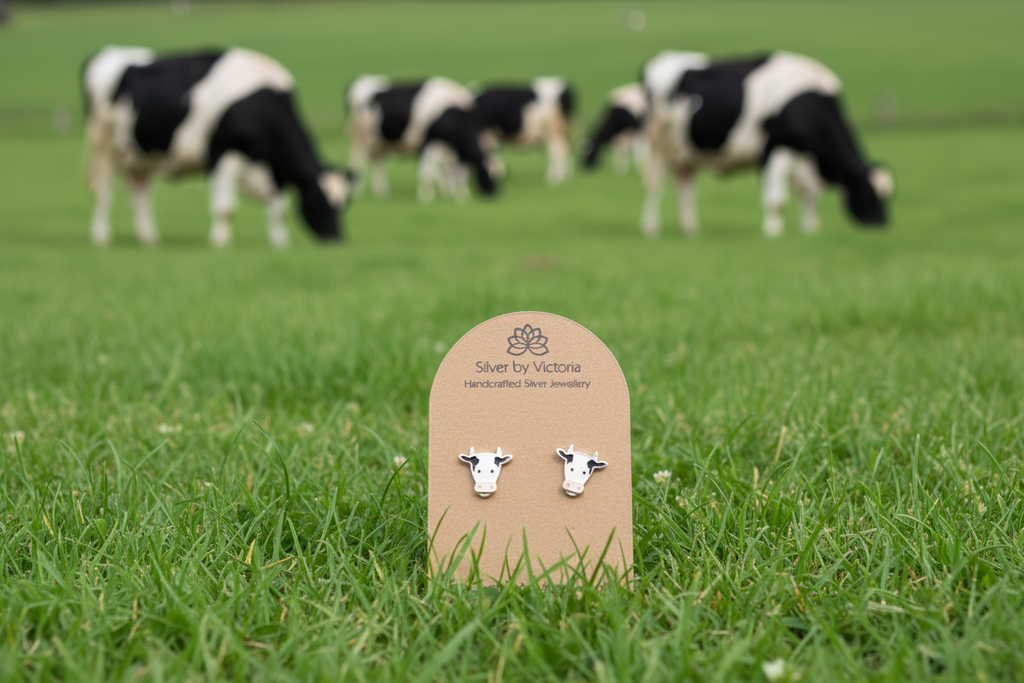 Friesian Cow Stud Earrings