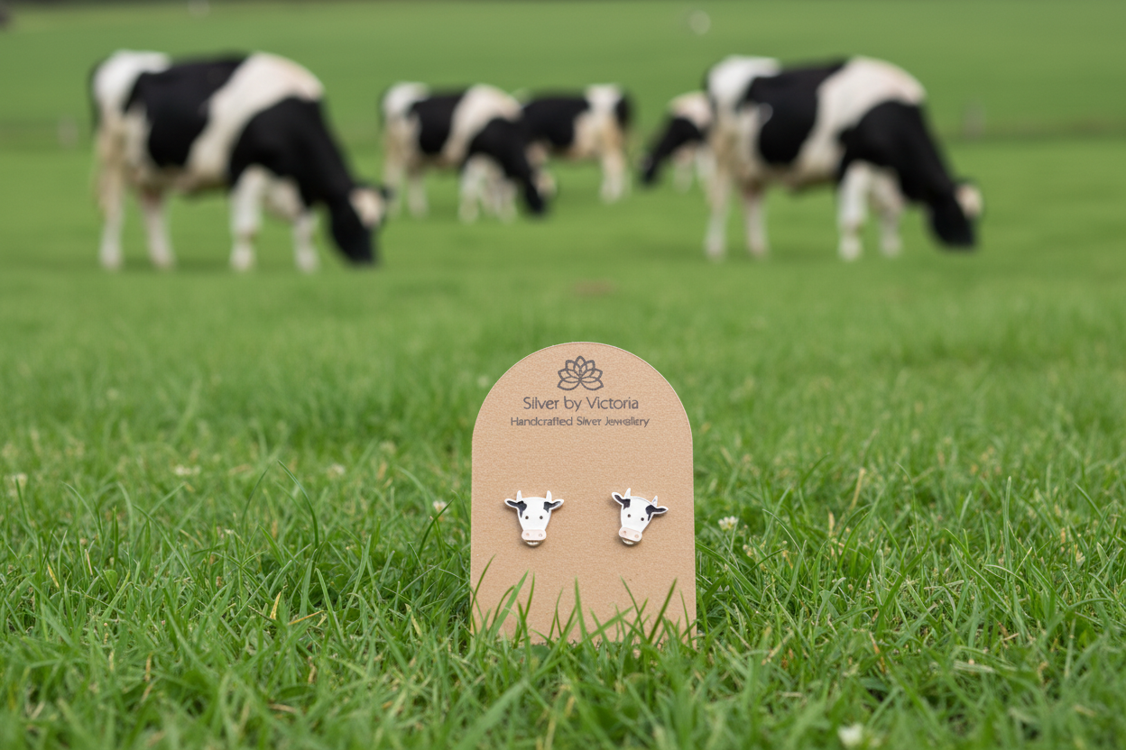 Friesian Cow Stud Earrings