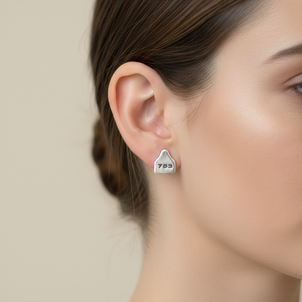 Cow Tag 753 Stud Earrings