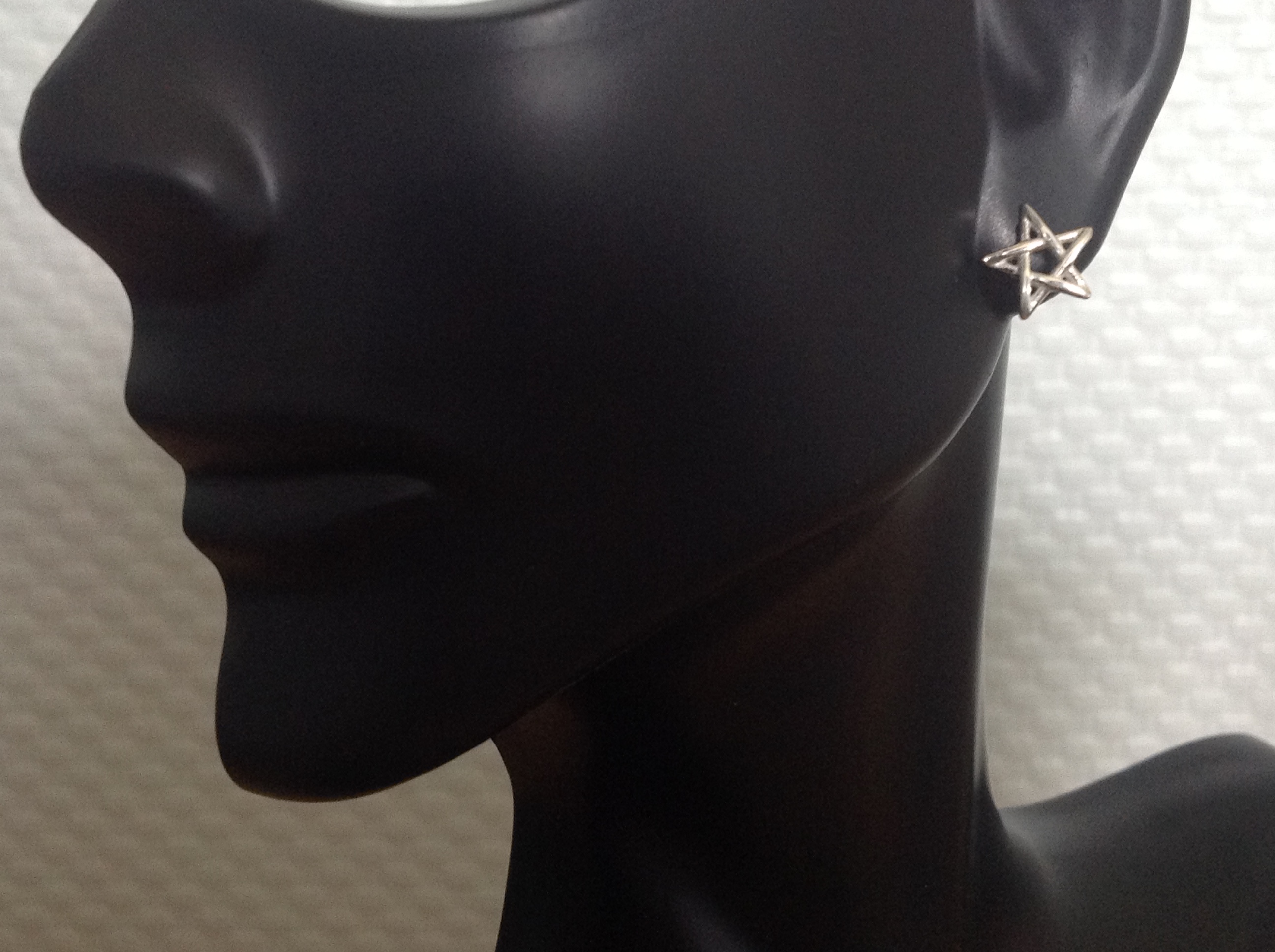 Pentagram Star Stud Earrings - Click Image to Close